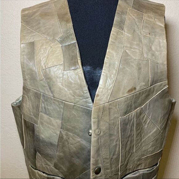 One of a kind Leather Patch Vest - Picture 2 of 12